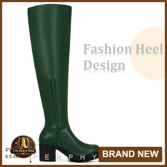 Platform Over Knee Boots Women's Size 6-10 Chunky Heel Thigh High - Picture 5 of 7